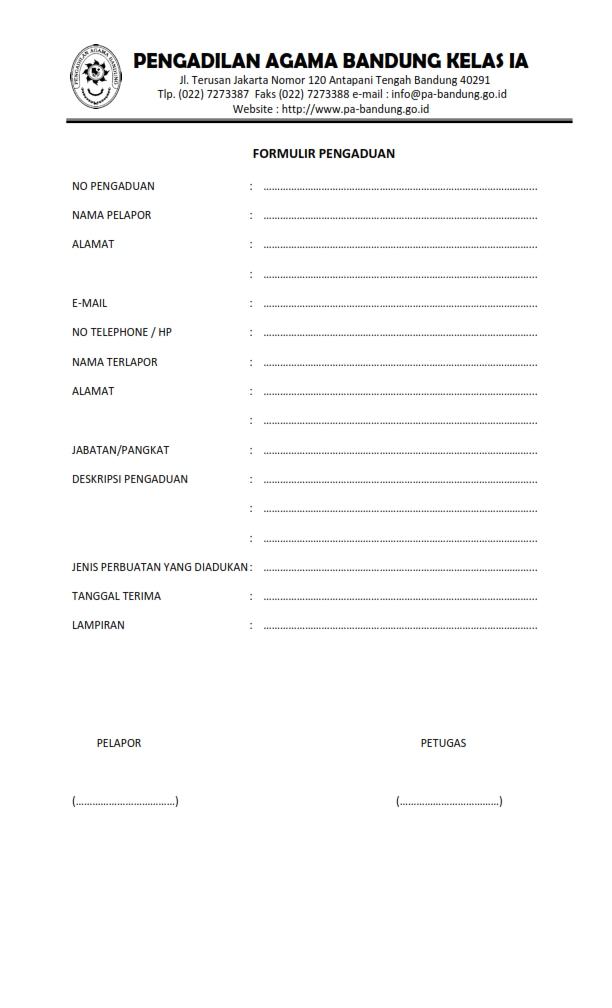 Formulir Pengaduan