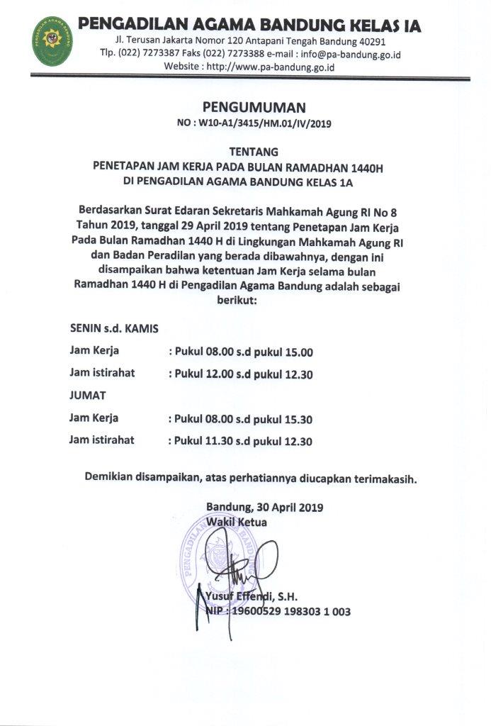 Pengumuman Jam Kerja