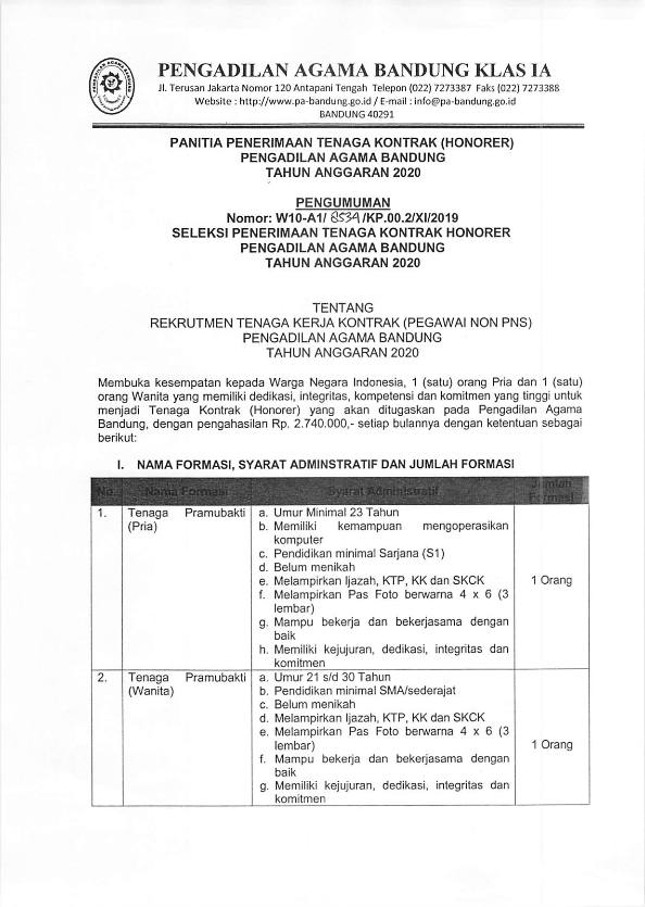 Pengumuman Rekrutmen 001