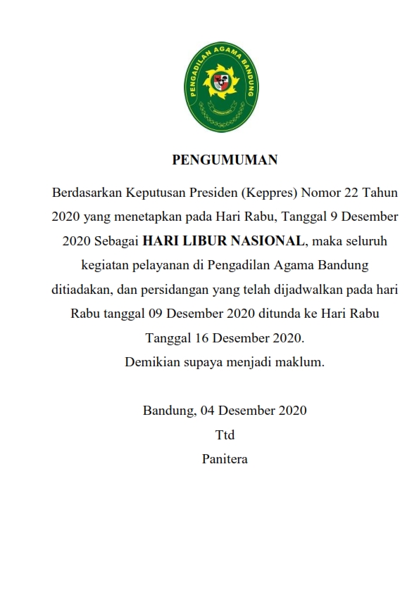 Pengumuman Tgl 9 Desember 2020 001
