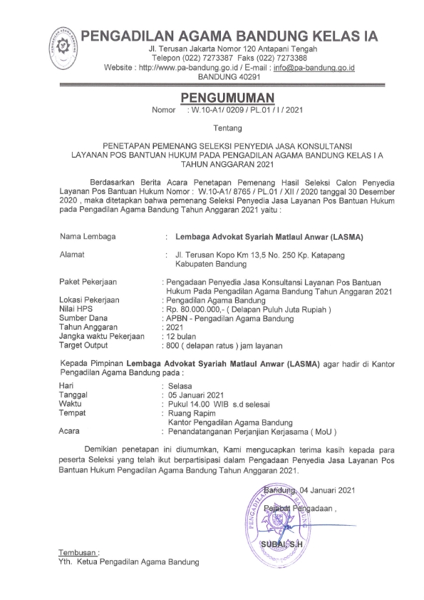 Penetapan Pemenang Posbakum 2021 001