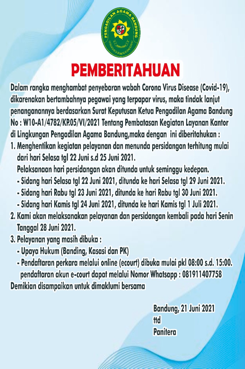 Pemberitahuan Lockdown Tgl 22 Juni 2021